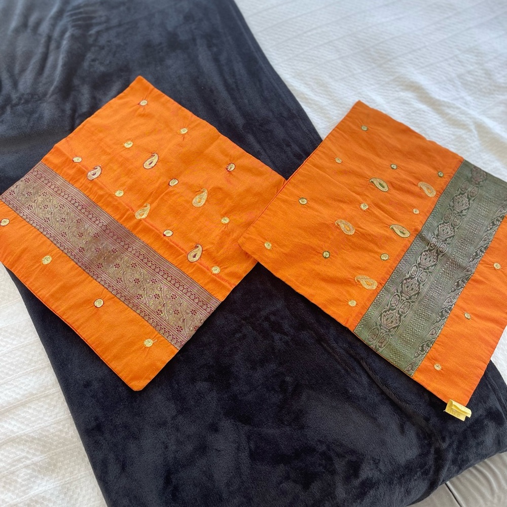 2 indian handmade throw pillow covers cushion